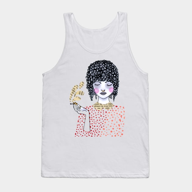 African Woman Cigarette Art Tank Top by BalumbaArt